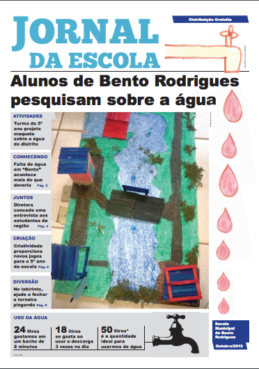 Capa do jornal produzido pelos alunos de Bento Rodrigues sobre a questão hídrica. Clique para ampliar.
